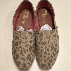 TOMS Animal Print Canvas Flats Tan